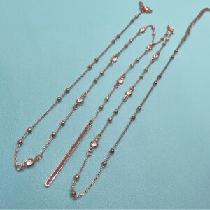 Lane Bryant Beautiful Simple Rose Gold Tone Chain Lariat Rhinestone Necklace
